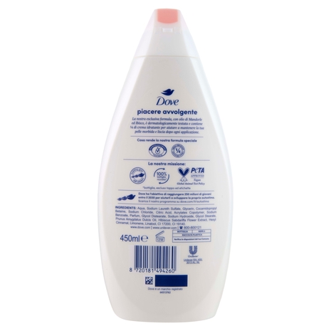 Dove bagnodoccia piacere avvolgente con olio di mandorle e ibisco 450 ml
